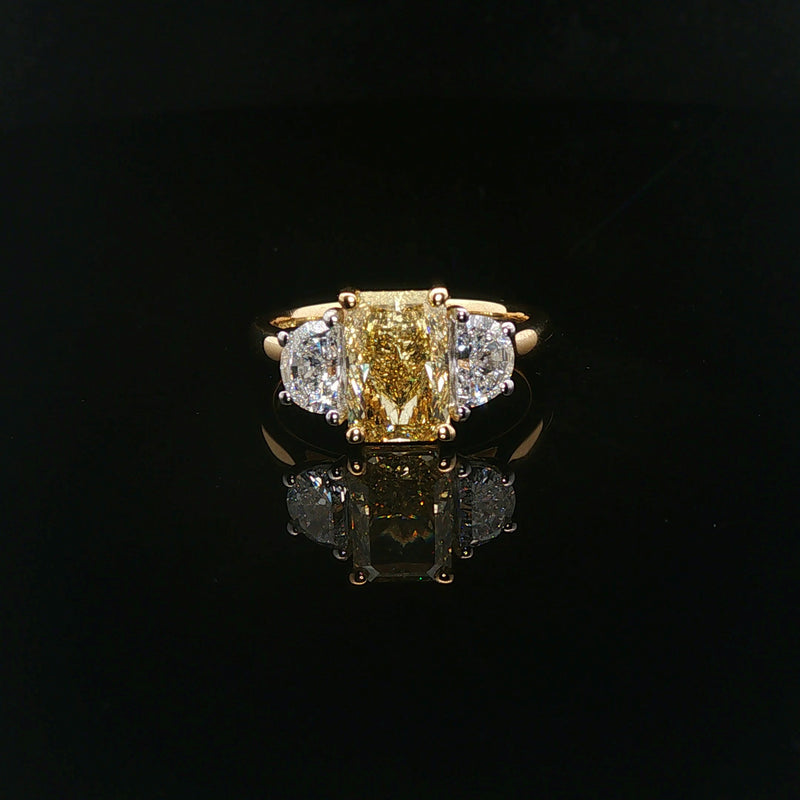 Three Stone Ring, Lab Grown Diamond, 2.83ct - 18ct Yellow Gold & Platinum