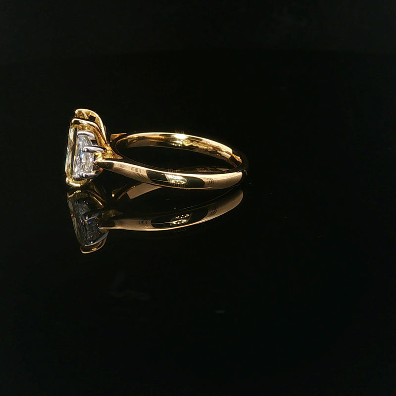 Three Stone Ring, Lab Grown Diamond, 2.83ct - 18ct Yellow Gold & Platinum