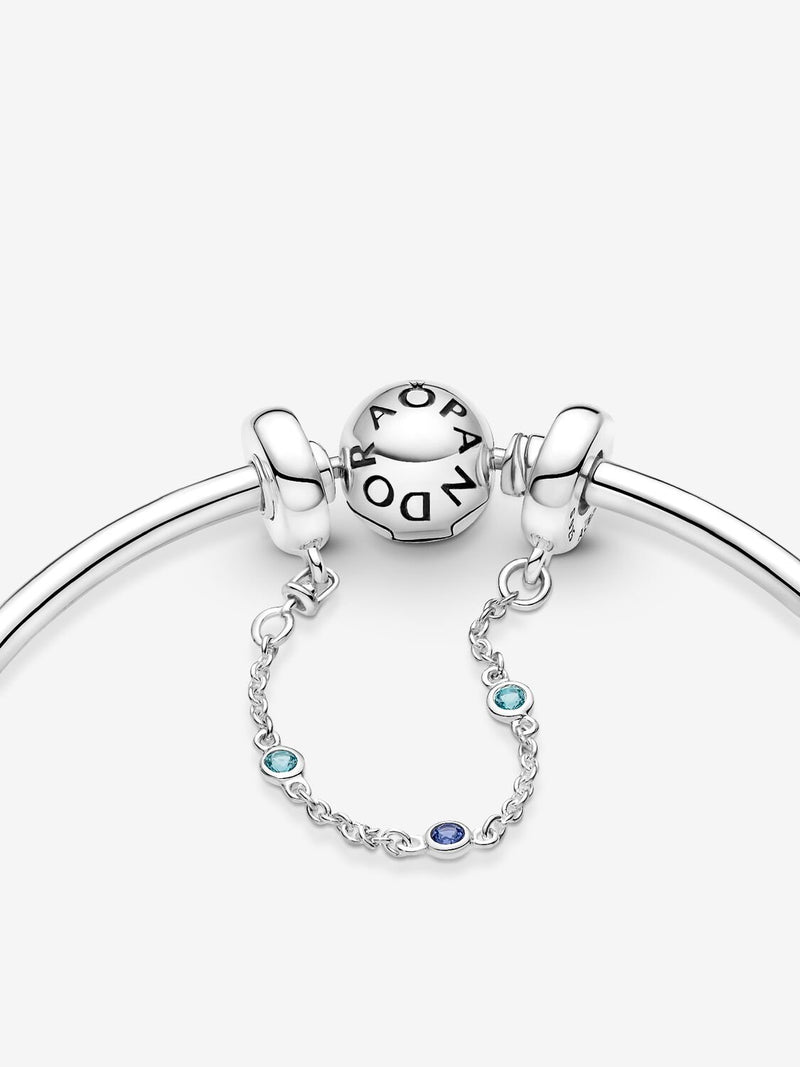 Triple Blue Stone Safety Chain - Sterling Silver - 791688C01-05