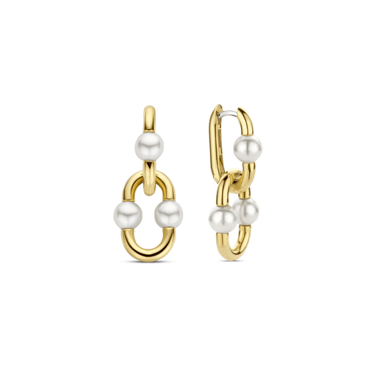 Milano Pearl Link Drop Earrings - Gold - 7916YP