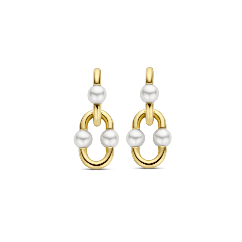 Milano Pearl Link Drop Earrings - Gold - 7916YP
