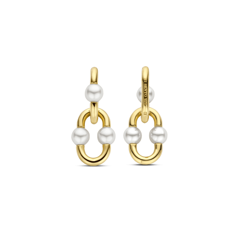 Milano Pearl Link Drop Earrings - Gold - 7916YP