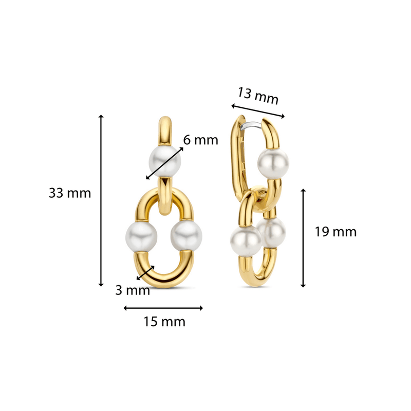 Milano Pearl Link Drop Earrings - Gold - 7916YP