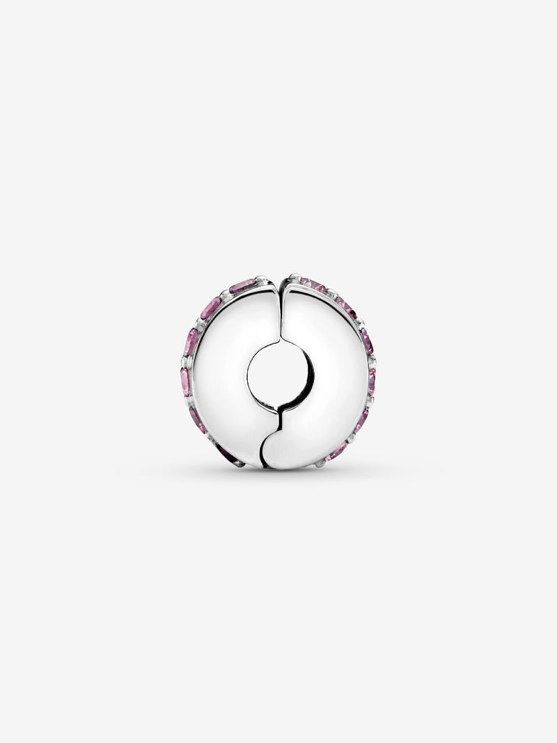 Pink Sparkling Row Clip Charm - Sterling Silver - 791972PCZ