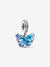 Blue Murano Glass Butterfly Dangle Charm - Sterling Silver - 792698C01