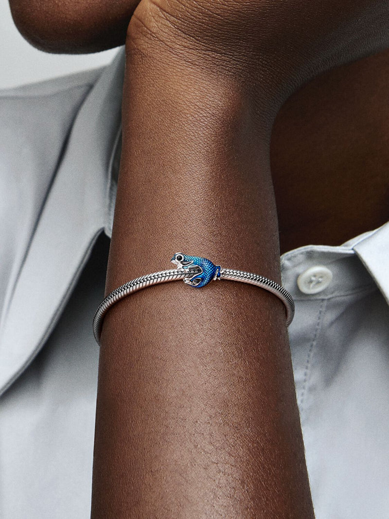 Metallic Blue Gecko Charm - Sterling Silver - 792701C01