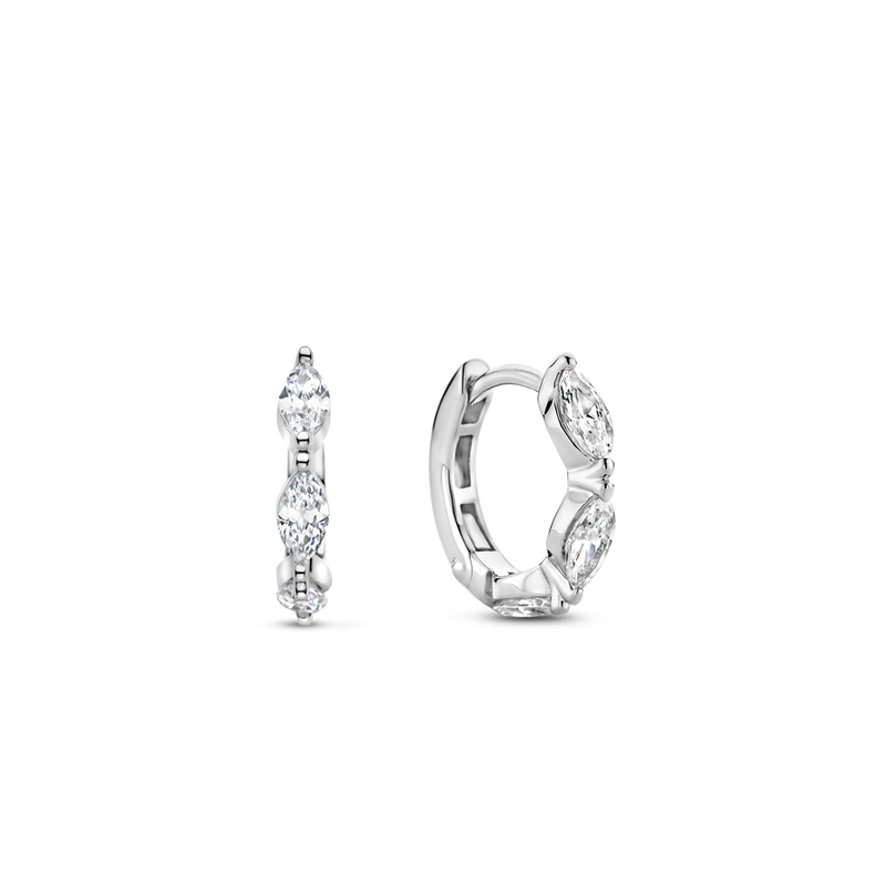 Milano CZ Huggie Hoop Earrings - Silver - 7927ZI