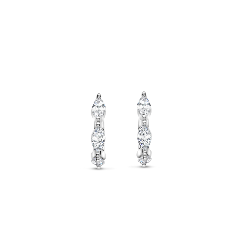 Milano CZ Huggie Hoop Earrings - Silver - 7927ZI