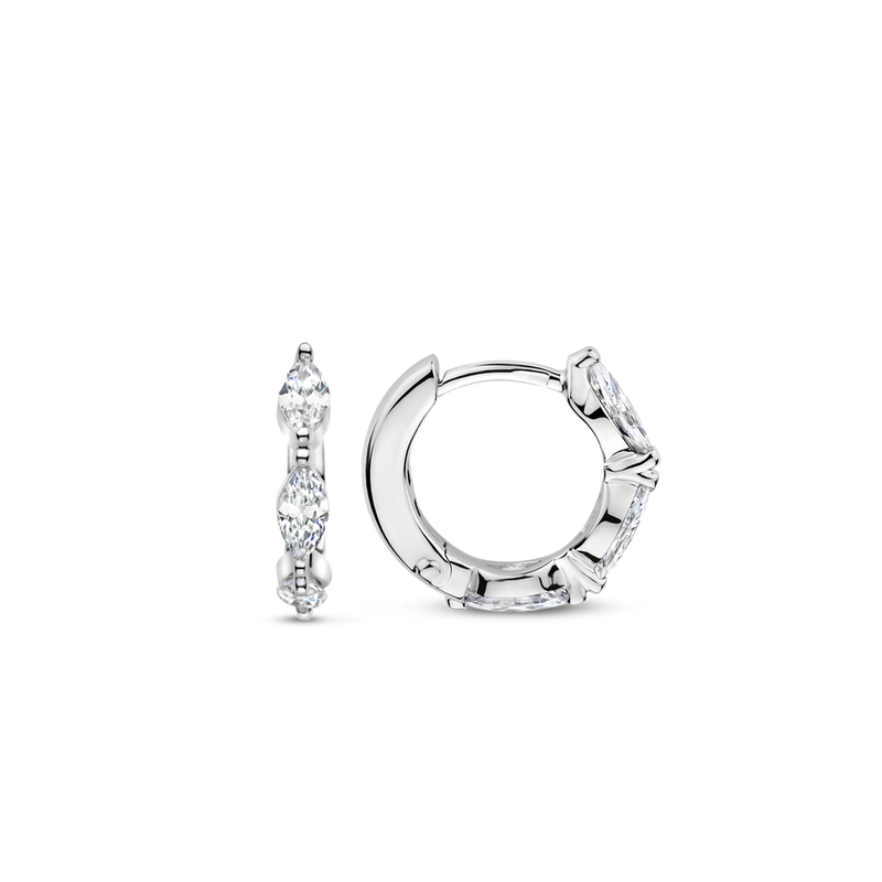 Milano CZ Huggie Hoop Earrings - Silver - 7927ZI