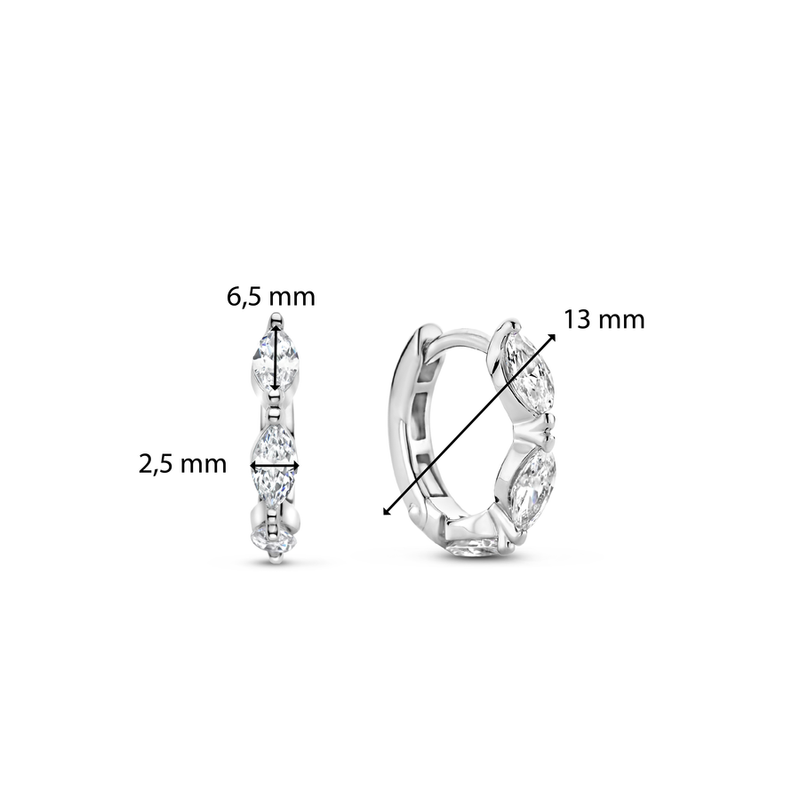 Milano CZ Huggie Hoop Earrings - Silver - 7927ZI