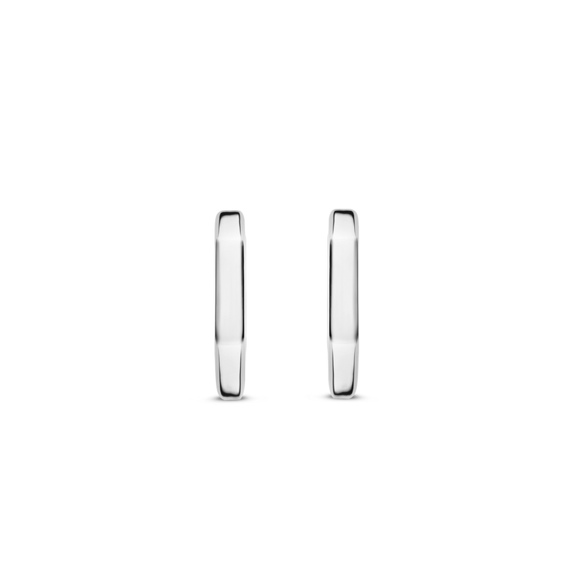 Milano Geometric Oval Huggie Hoop Earrings - Silver - 7929SI