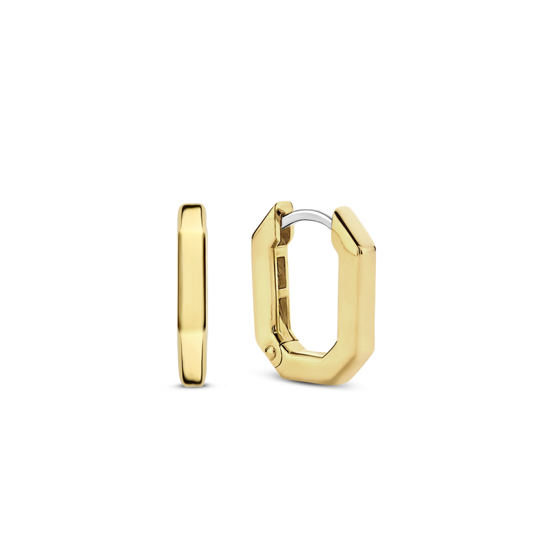 Milano Geometric Oval Huggie Hoop Earrings - Gold - 7929SY