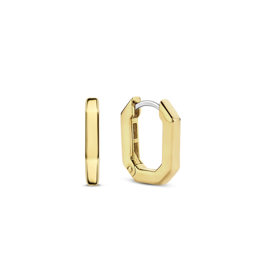 Milano Geometric Oval Huggie Hoop Earrings - Gold - 7929SY