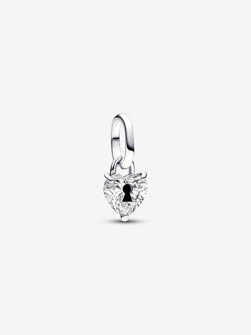 Keyhole Heart Mini Dangle Charm - Silver - 793086C01