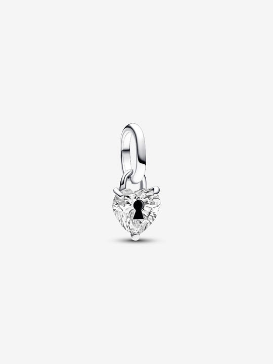 Keyhole Heart Mini Dangle Charm - Silver - 793086C01