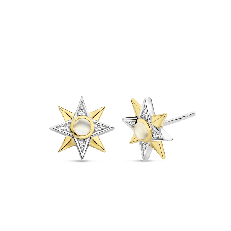 Milano Mother Of Pearl Star Stud Earrings - Gold/Silver - 7932MW