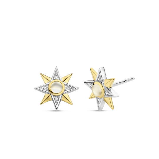 Milano Mother Of Pearl Star Stud Earrings - Gold/Silver - 7932MW