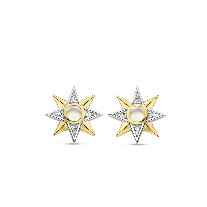 Milano Mother Of Pearl Star Stud Earrings - Gold/Silver - 7932MW