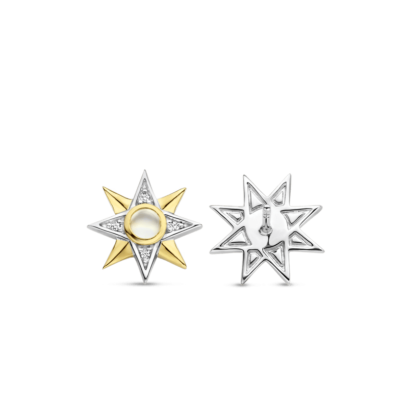 Milano Mother Of Pearl Star Stud Earrings - Gold/Silver - 7932MW