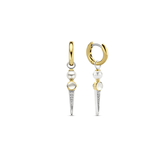 Milano Mother Of Pearl Hoop Drop Earrings - Gold - 7933YP
