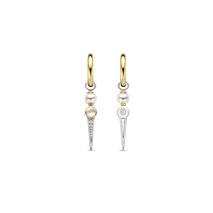 Milano Mother Of Pearl Hoop Drop Earrings - Gold - 7933YP