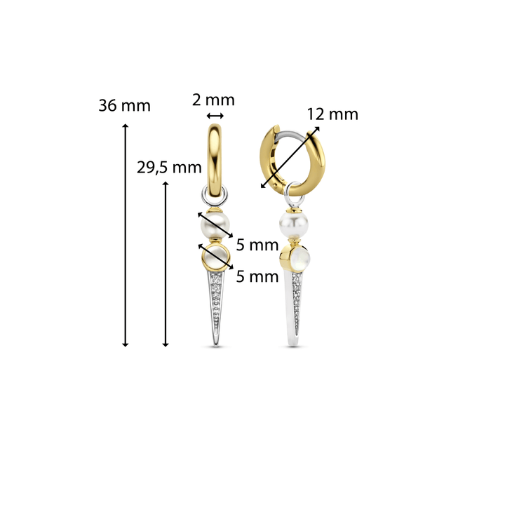 Milano Mother Of Pearl Hoop Drop Earrings - Gold - 7933YP