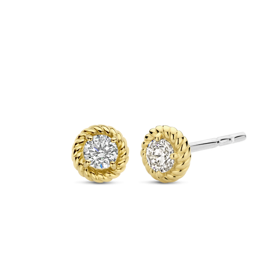Milano CZ Round Stud Earrings - Gold - 7934ZY