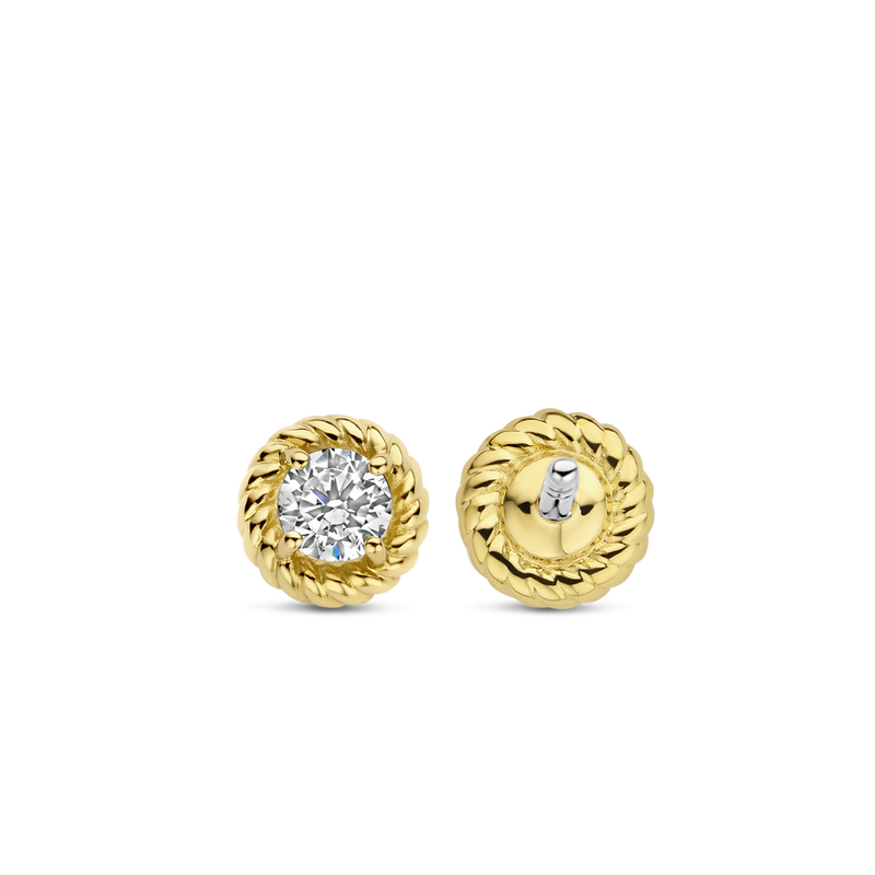 Milano CZ Round Stud Earrings - Gold - 7934ZY