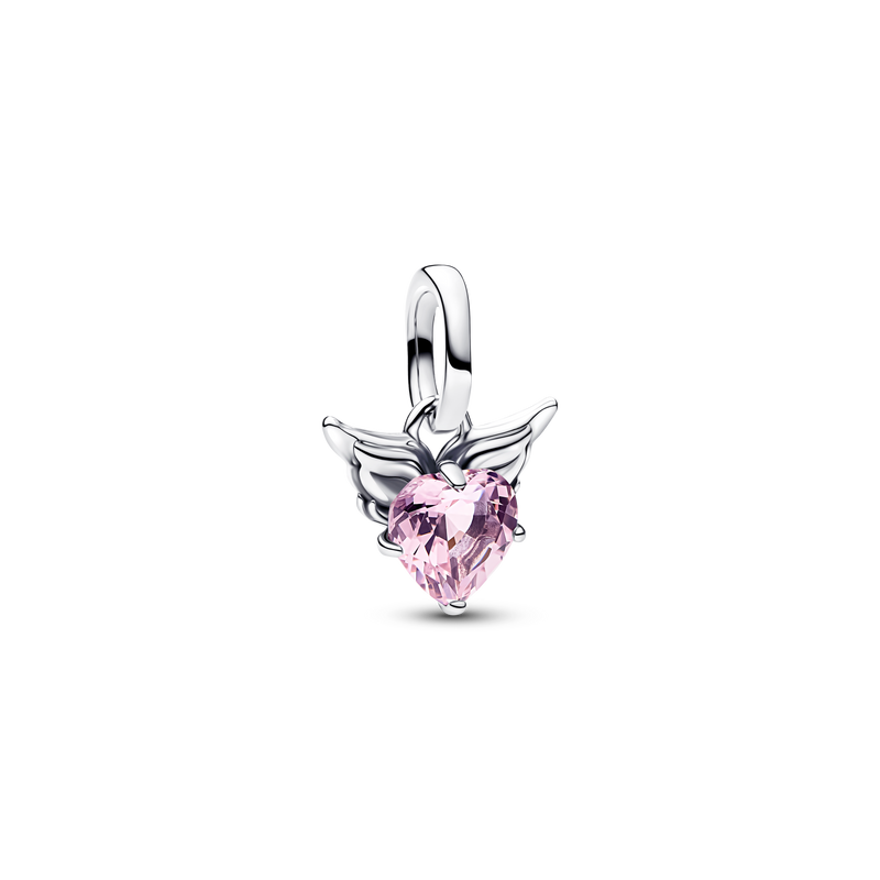 Winged Heart Mini Dangle Charm, Pink - Sterling Silver - 793626C02