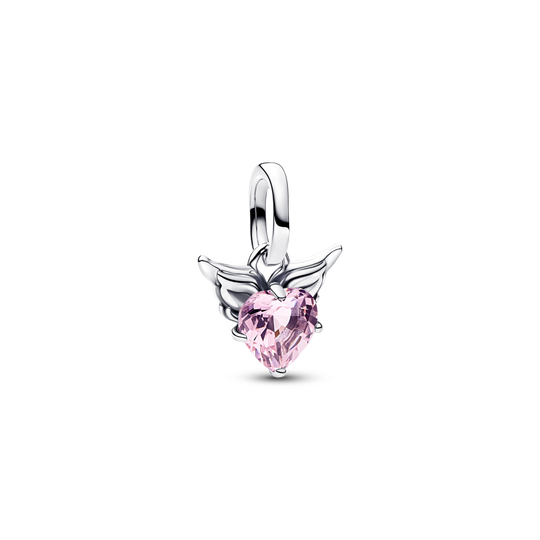 Winged Heart Mini Dangle Charm, Pink - Sterling Silver - 793626C02