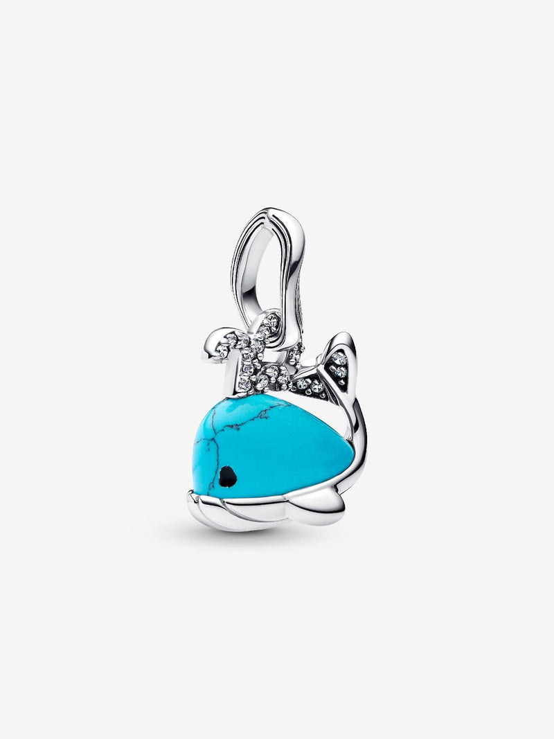 Turquoise-coloured Whale Dangle Charm - Sterling Silver - 793822C01