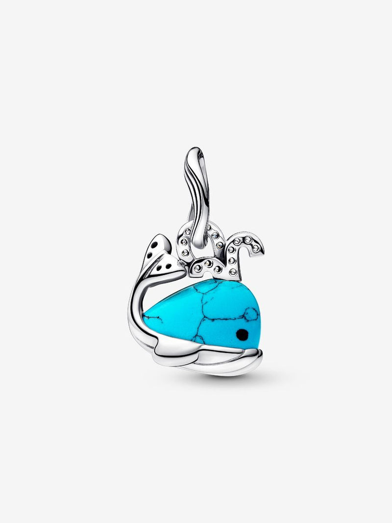Turquoise-coloured Whale Dangle Charm - Sterling Silver - 793822C01