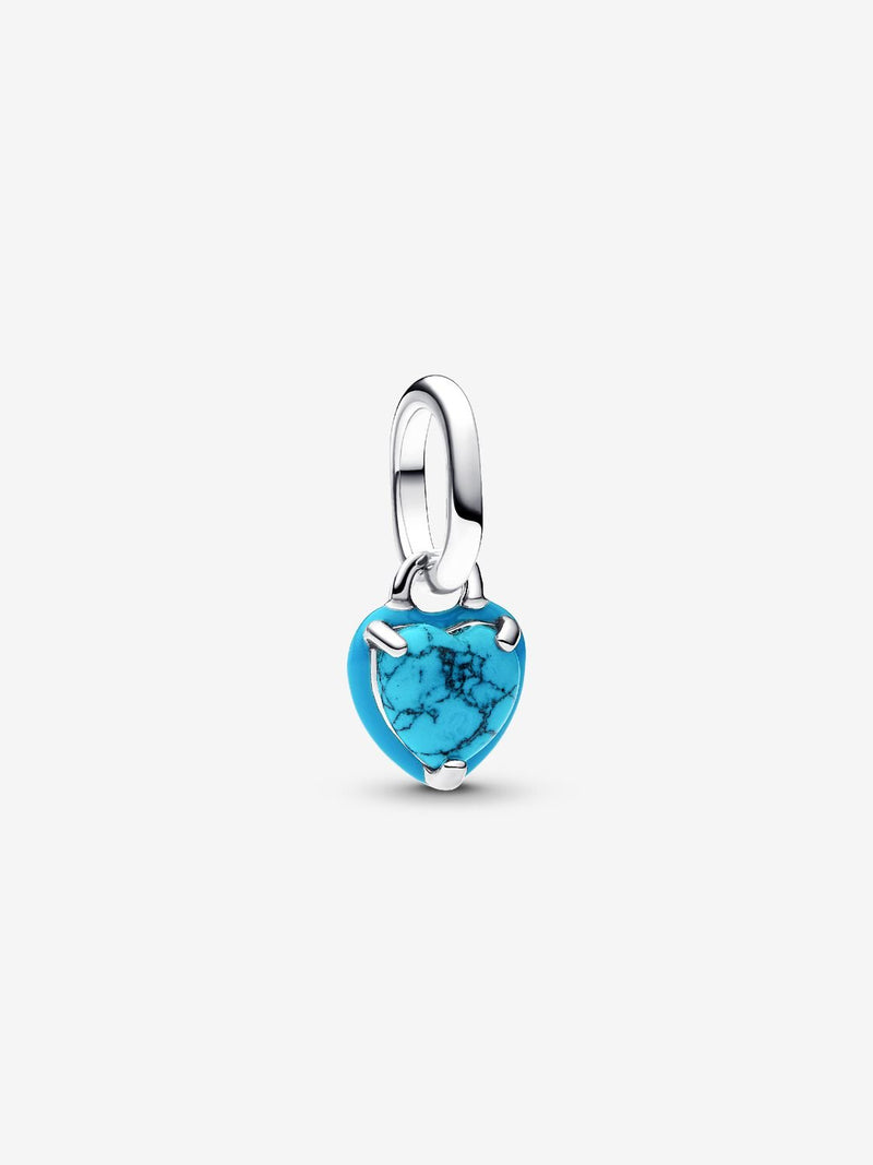 Turquoise-coloured Heart Mini Dangle Charm - Sterling Silver - 793827C01