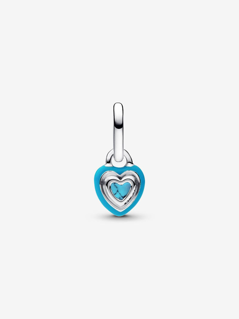 Turquoise-coloured Heart Mini Dangle Charm - Sterling Silver - 793827C01