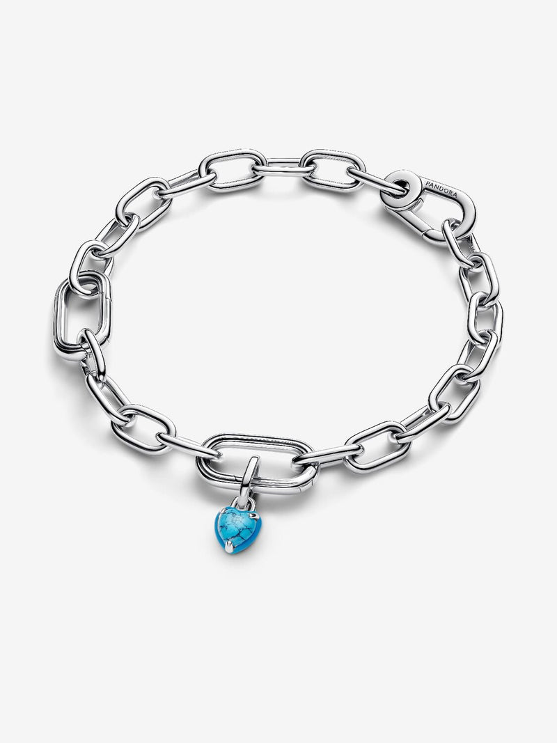 Turquoise-coloured Heart Mini Dangle Charm - Sterling Silver - 793827C01