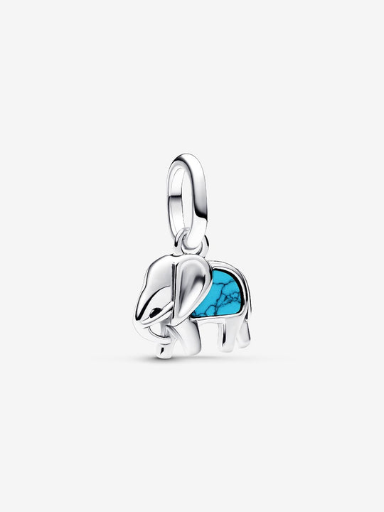 Turquoise-coloured Elephant Mini Dangle Charm - Sterling Silver - 793858C01