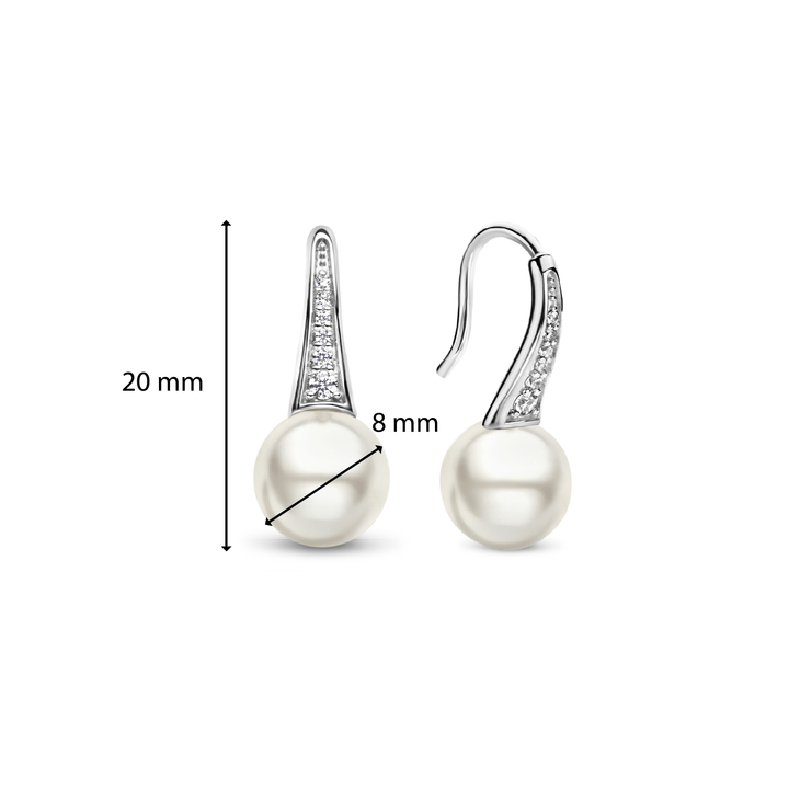 Milano Pearl Drop Earrings - Silver - 7938PW
