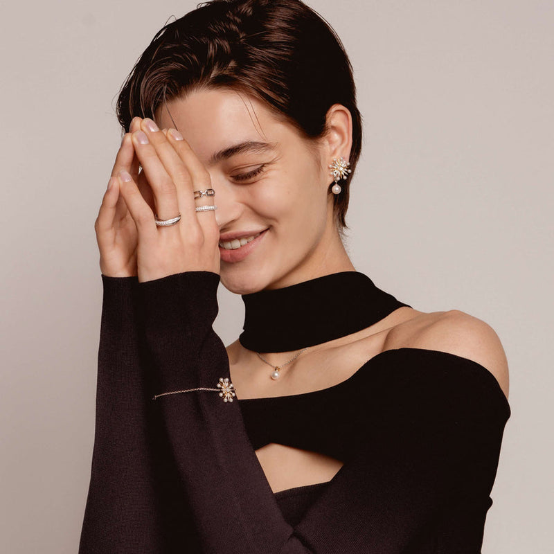 Milano White Pearl Drop Earrings - Silver - 7939PW