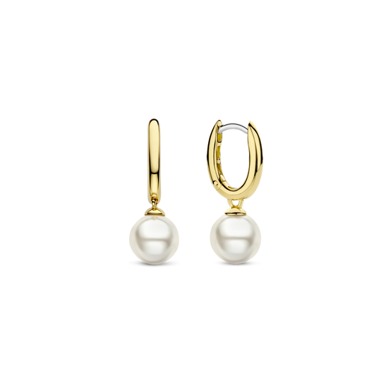 Milano White Pearl Drop Earrings - Gold - 7939YP