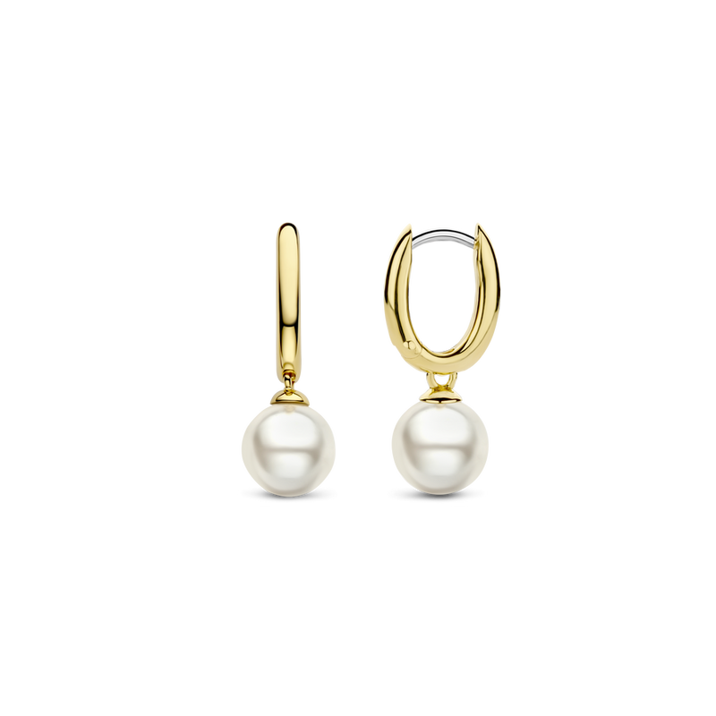 Milano White Pearl Drop Earrings - Gold - 7939YP
