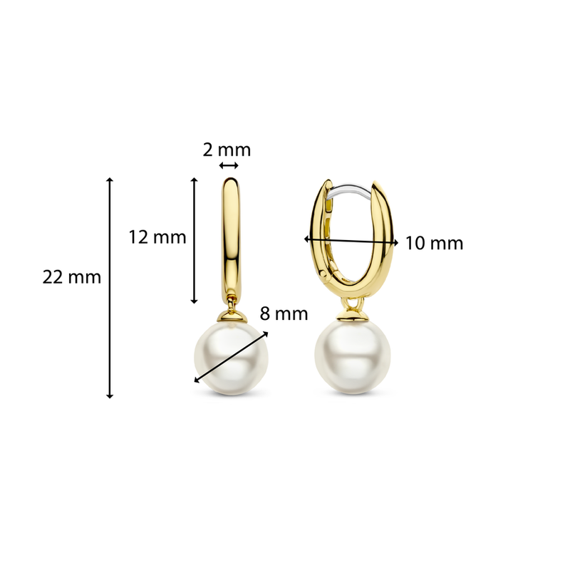 Milano White Pearl Drop Earrings - Gold - 7939YP