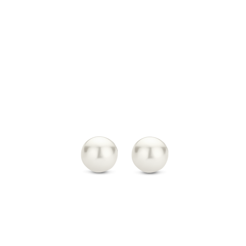 Milano White Pearl Stud Earrings - Silver - 7940PW