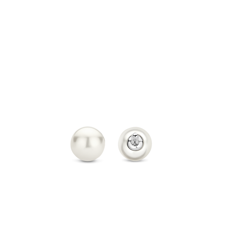 Milano White Pearl Stud Earrings - Silver - 7940PW