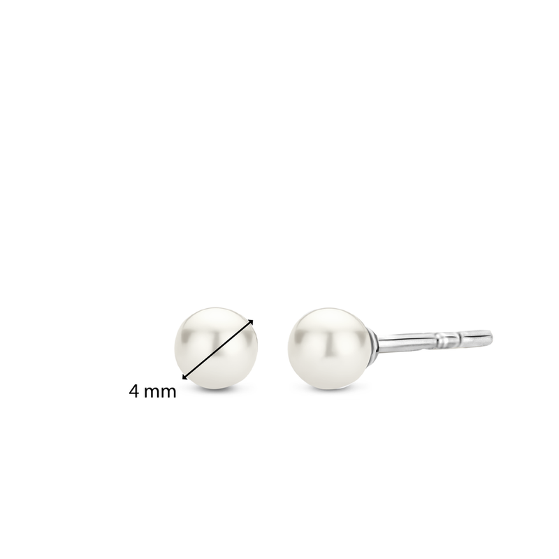 Milano White Pearl Stud Earrings - Silver - 7940PW