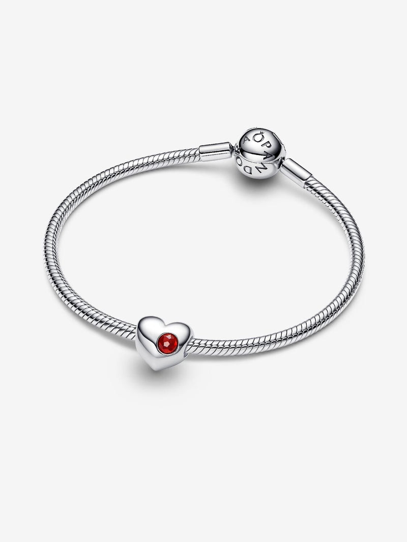 January Birthstone Heart Charm, Salsa Red Crystal - Sterling Silver - 794161C01