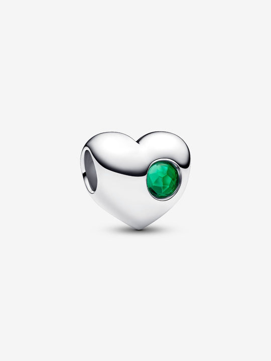 May Birthstone Heart Charm, Royal Green Crystal - Sterling Silver - 794161C05