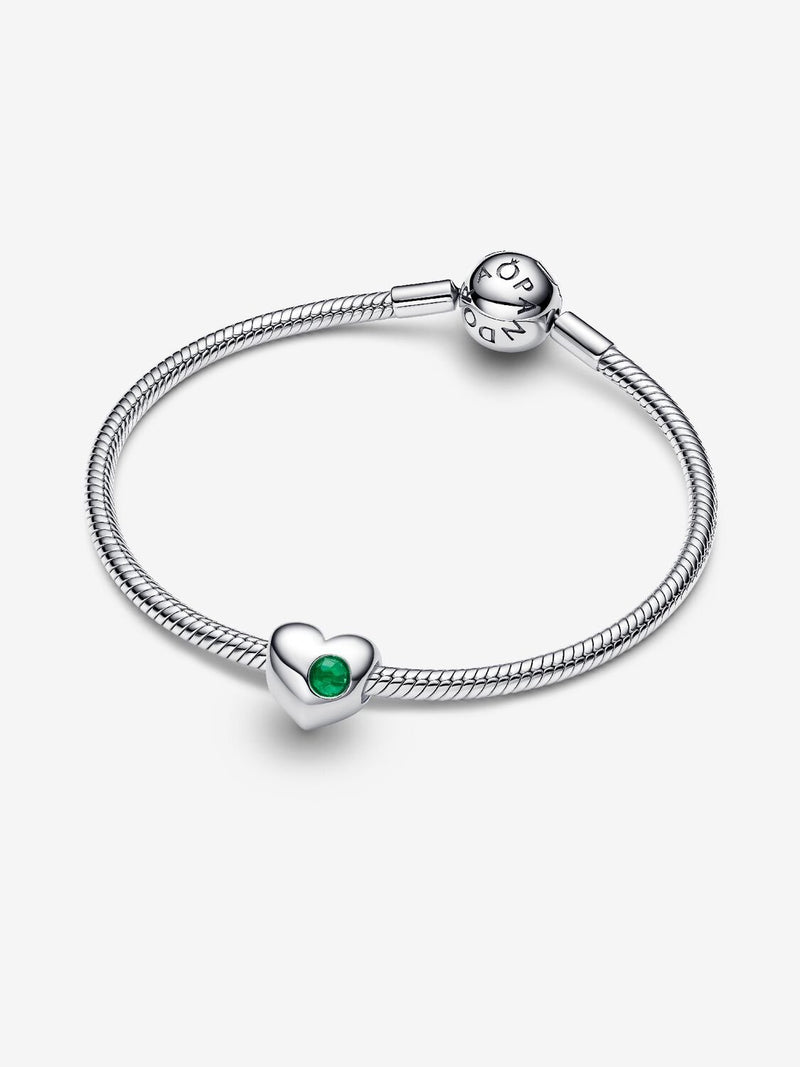 May Birthstone Heart Charm, Royal Green Crystal - Sterling Silver - 794161C05