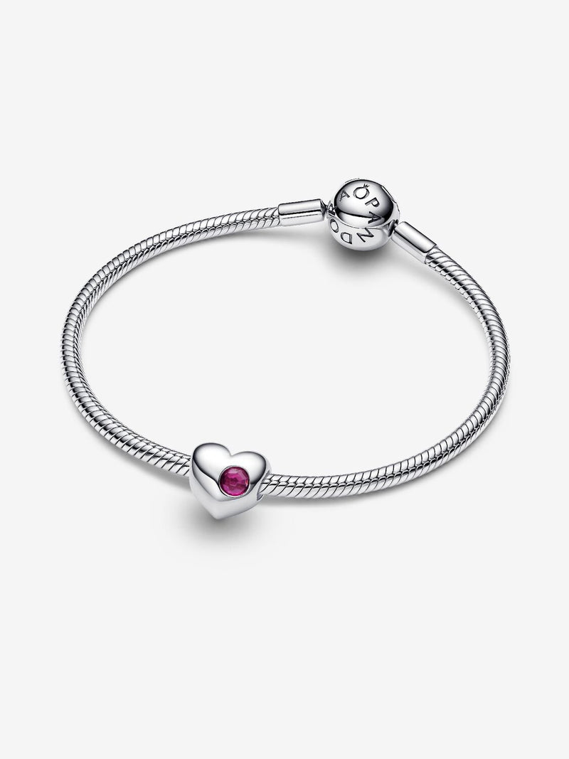 July Birthstone Heart Charm, True Red Crystal - Sterling Silver - 794161C07