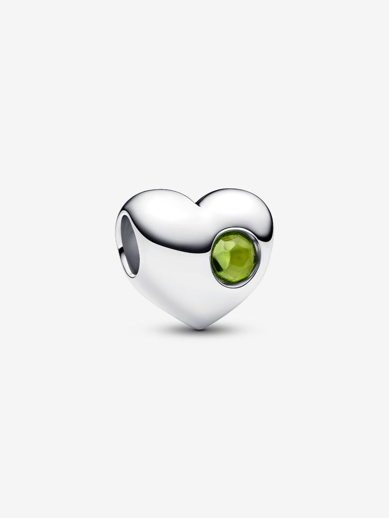 August Birthstone Heart Charm, Spring Green Crystal - Sterling Silver - 794161C08