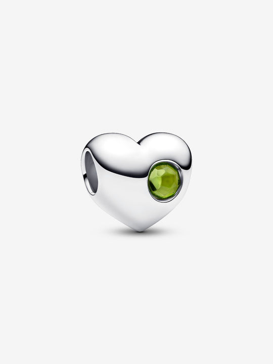 August Birthstone Heart Charm, Spring Green Crystal - Sterling Silver - 794161C08